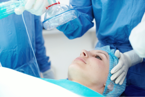 patient going under general anesthesia for oral surgery procedure